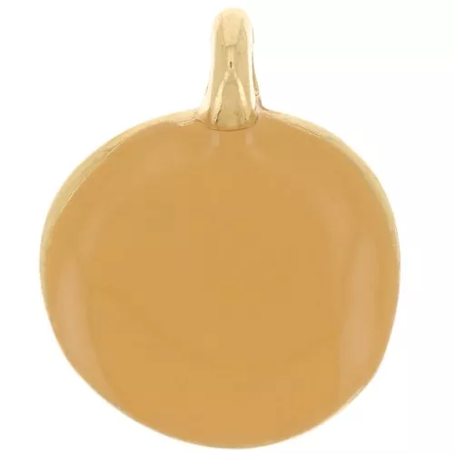 12mm Round irregular charm in epoxy resin - Fine Gold plated - Ochre x1