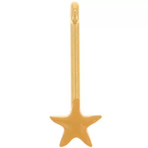 28x10mm bar Pendant with star and epoxy resin - Fine Gold plated - Ochre x1