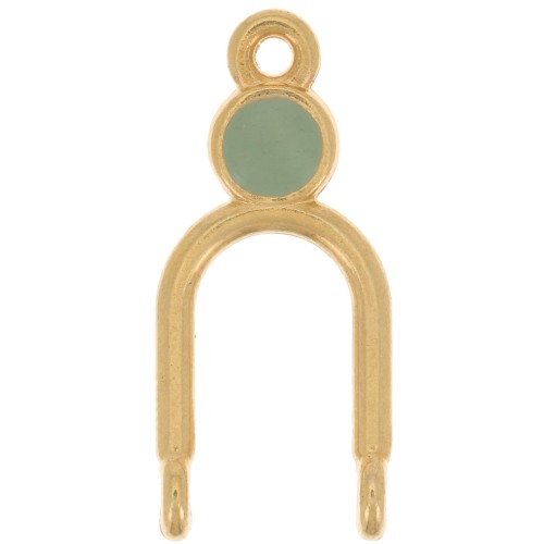 24x11mm 2 ring chandelier pendant & epoxy resin - Fine Gold Plated - Mint x1