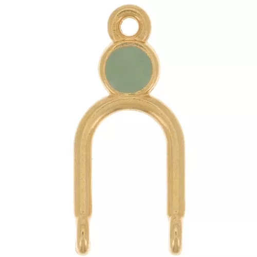 24x11mm 2 ring chandelier pendant & epoxy resin - Fine Gold Plated - Mint x1
