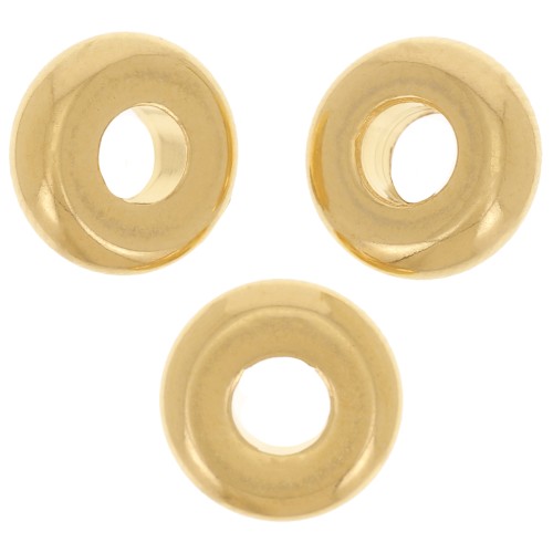 7.5mm Smooth rondelle beads - Fine Gold-plated x5