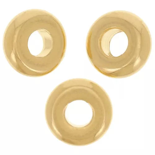 7.5mm Smooth rondelle beads - Fine Gold-plated x5