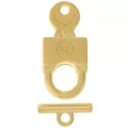 36x17mm T-shaped padlock clasp for bracelet or necklace - Fine Gold plated x1