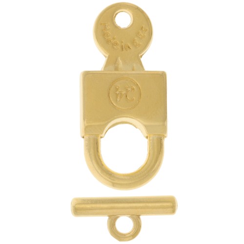 36x17mm T-shaped padlock clasp for bracelet or necklace - Fine Gold plated x1