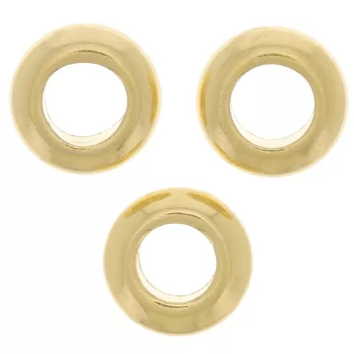 5mm large hole Round beads - Fine Gold plated x5