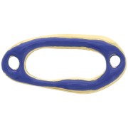 24x12mm Oval hollowed out spacer & epoxy resin - Fine gold Plated - Dark Blue x1