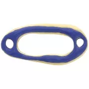 24x12mm Oval hollowed out spacer & epoxy resin - Fine gold Plated - Dark Blue x1