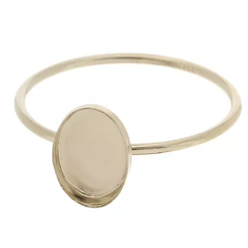 Fine setting ring for 8x6mm cabochon - Taille 51 - Gold filled x1