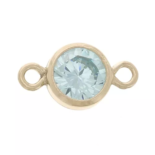 4.5mm round spacer with zirconium oxide - Gold filled - Aquamarine x1