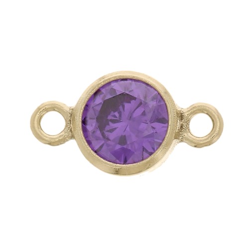 4.5mm round spacer with zirconium oxide - Gold filled - Amethyst x1