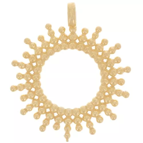 16mm 925 Sterling Silver Hollow Sun Pendant with Small Balls - Fine Gold Plated x1