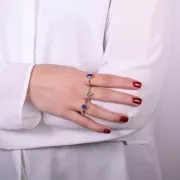 Lapis lazuli Oval ring serrated edges - Size 52 - fine gold plated x1