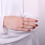 Amethyst Oval ring serrated edges - Size 54 - fine gold plated x1