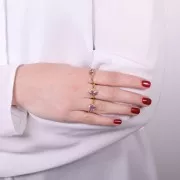 Amethyst Oval ring serrated edges - Size 54 - fine gold plated x1