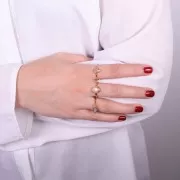 Calcedoine Oval Ring serrated edges - Size 52 - Fine Gold Plated x1