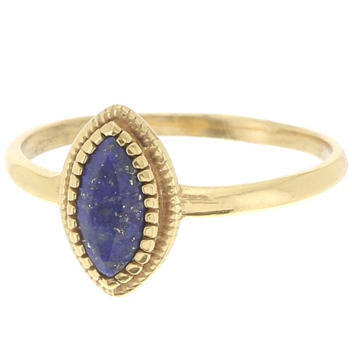 Lapis lazuli navette ring - Size 52 - Fine Gold Plated x1