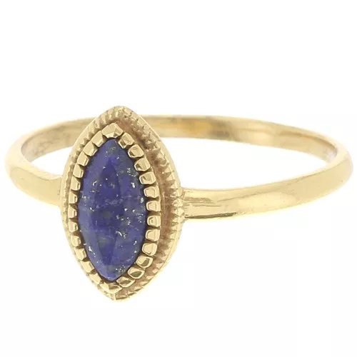Lapis lazuli navette ring - Size 52 - Fine Gold Plated x1