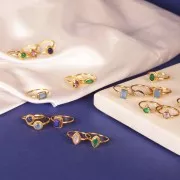 Lapis lazuli navette ring - Size 52 - Fine Gold Plated x1