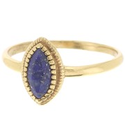 Lapis lazuli navette ring - Size 54 - Fine Gold Plated x1