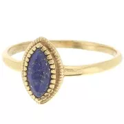 Lapis lazuli navette ring - Size 54 - Fine Gold Plated x1