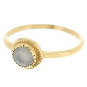 Round serrated edges Ring - Size 52 - Calcedonia - Fine Gold plated x1