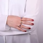 Rectangle gemstone ring - Size 54 - Fine Gold Plated - Lapis lazuli x1