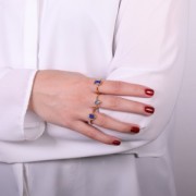 Rectangle gemstone ring - Size 54 - Fine Gold Plated - Amethyst x1