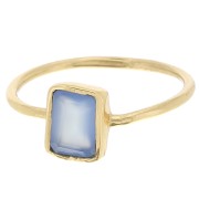 Rectangle gemstone ring - Size 52 - Fine Gold Plated - Blue calcedony x1|raw }}