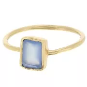 Rectangle gemstone ring - Size 52 - Fine Gold Plated - Blue calcedony x1