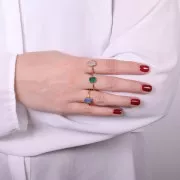 Rectangle gemstone ring - Size 52 - Fine Gold Plated - Blue calcedony x1