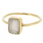 Rectangle gemstone ring - Size 52 - Fine Gold Plated - calcedony x1
