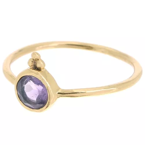 Round ethnic style fine ring - Amethyst - Size 52 - Fine Gold Plated x1