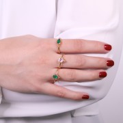 Round ethnic style fine ring - Amethyst - Size 52 - Fine Gold Plated x1