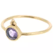 Round ethnic style fine ring - Amethyst - Size 54 - Fine Gold Plated x1