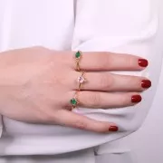 Round ethnic style fine ring - Amethyst - Size 54 - Fine Gold Plated x1