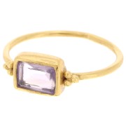 ethnic style Rectangle ring Amethyst - S.52 - Fine Gold plated x1|raw }}