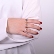 ethnic style Rectangle ring Amethyst - S.52 - Fine Gold plated x1