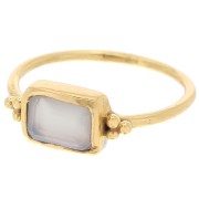 Rectangle chalcedony ethnic style ring - Size 52 - Fine Gold Plated x1