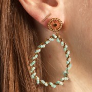 12mm Stainless steel 316L Openwork rosace earstuds with open ring - GOLD Tone x2