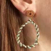 12mm Stainless steel 316L Openwork rosace earstuds with open ring - GOLD Tone x2