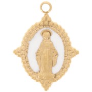 18x13mm Stainless steel 316L Oval pendant - Virgin pattern - GOLD - White x1|raw }}