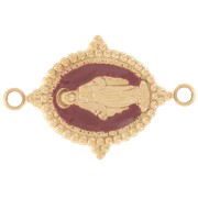 21x13mm 316L Gold stainless steel Oval spacer - Virgin pattern - Burgundy x1|raw }}