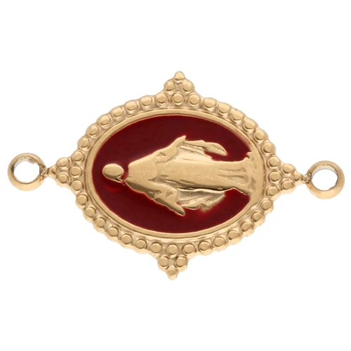 21x13mm 316L Gold stainless steel Oval spacer - Virgin pattern - Burgundy x1