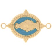 21x13mm 316L Gold stainless steel Oval spacer - Virgin pattern - Turquoise x1