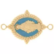 21x13mm 316L Gold stainless steel Oval spacer - Virgin pattern - Turquoise x1