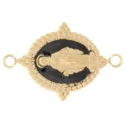 21x13mm 316L Gold stainless steel Oval spacer - Virgin pattern - Black x1