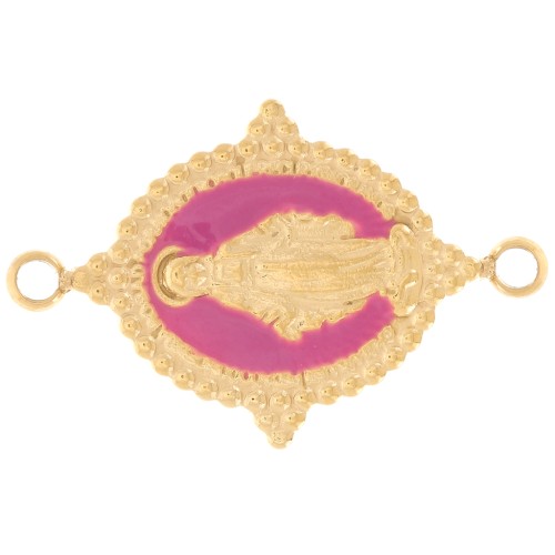 21x13mm 316L Gold stainless steel Oval spacer - Virgin pattern - Fuchsia x1