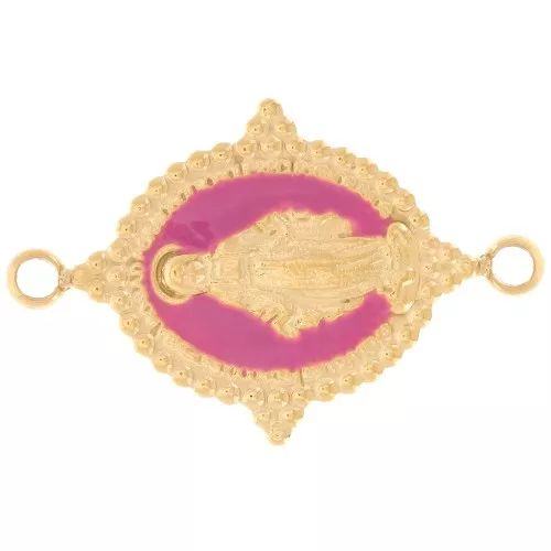 21x13mm 316L Gold stainless steel Oval spacer - Virgin pattern - Fuchsia x1