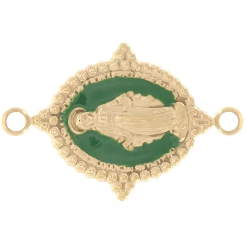 21x13mm 316L Gold stainless steel Oval spacer - Virgin pattern - Green x1