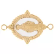 21x13mm 316L Gold stainless steel Oval spacer - Virgin pattern - White x1